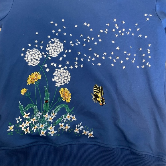 Kling Blue Flower Grandma Sweater with white collar - Picture 3 of 8